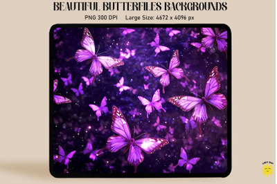 Sparkly Purple Butterflies Backgrounds