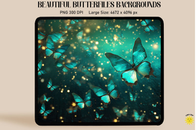 Sparkly Turquoise Butterflies Background