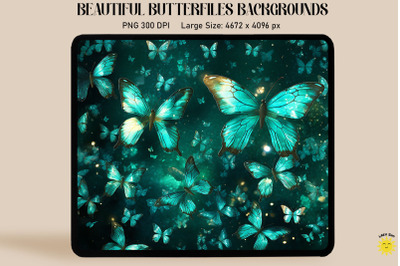 Sparkly Turquoise Butterflies Background