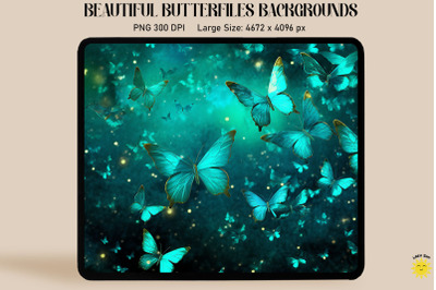 Sparkly Turquoise Butterflies Background