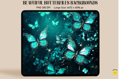 Sparkly Turquoise Butterflies Background