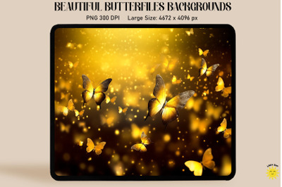 Sparkly Yellow Butterflies Background