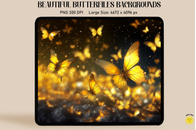 Sparkly Yellow Butterflies Background