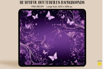 Light Purple Butterflies In Starry Sky