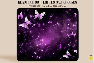 Light Purple Butterflies In Starry Sky