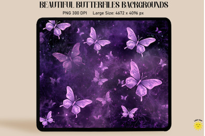 Light Purple Butterflies In Starry Sky