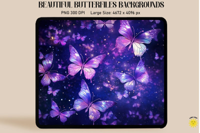 Purple Butterflies With Glittering Wings