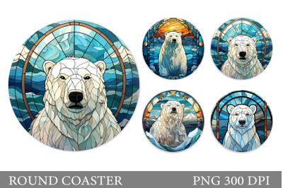 Polar Bear Coaster Design. Bear Round Coaster Sublimation