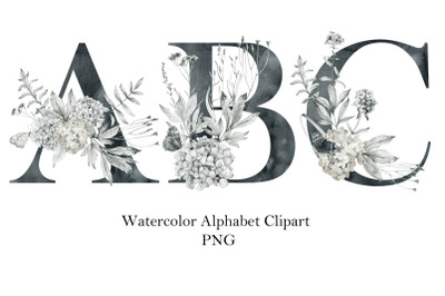 Watercolor floral alphabet.