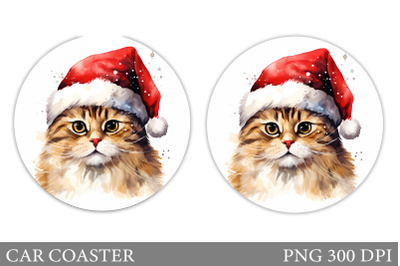 Christmas Cat Car Coaster. Cat Car Coaster Sublimation