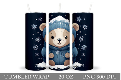 Cute Bear Tumbler Sublimation. Winter Bear Tumbler Design