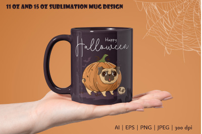 Cute funny halloween dog Sublimation Mug Wrap 11 &amp; 15 oz