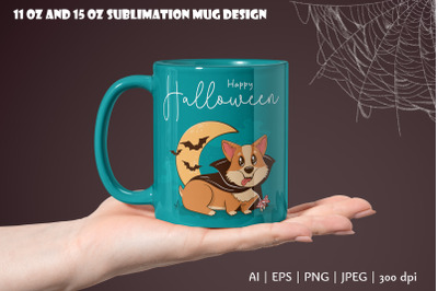 Cute funny halloween dog Sublimation Mug Wrap 11 &amp; 15 oz