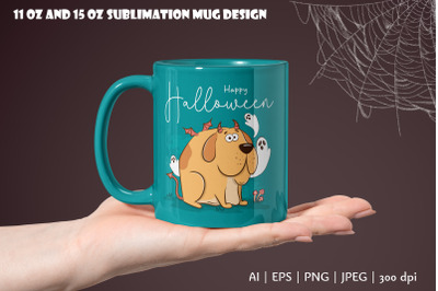 Cute funny halloween dog Sublimation Mug Wrap 11 &amp; 15 oz