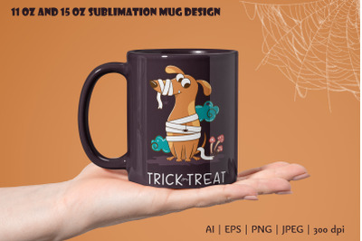 Cute funny halloween dog Sublimation Mug Wrap 11 &amp; 15 oz