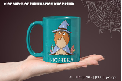 Cute funny halloween dog Sublimation Mug Wrap 11 &amp; 15 oz