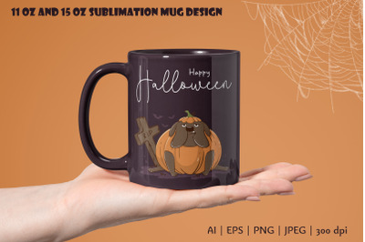 Cute funny halloween dog Sublimation Mug Wrap 11 &amp; 15 oz