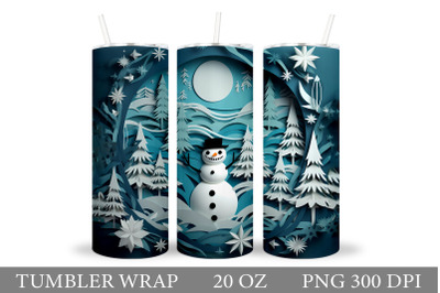 Paper Snowman Tumbler Wrap. Winter Tumbler Wrap Design