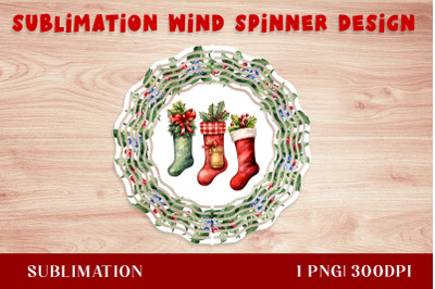 Santa socks Christmas Wind Spinner  Sublimation