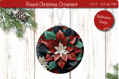 3D Christmas ornaments Round Sublimation 3D Christmas Flower PNG