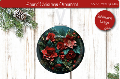 3D Christmas ornaments Round Sublimation 3D Christmas Flower PNG