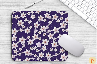 Mini Purple Flowers Pattern Mouse Pad