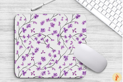 Mini Purple Flowers Pattern Mouse Pad