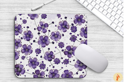 Mini Purple Flowers Pattern Mouse Pad