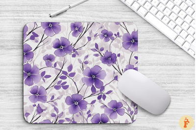 Mini Purple Flowers Pattern Mouse Pad