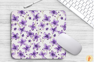 Mini Purple Flowers Pattern Mouse Pad