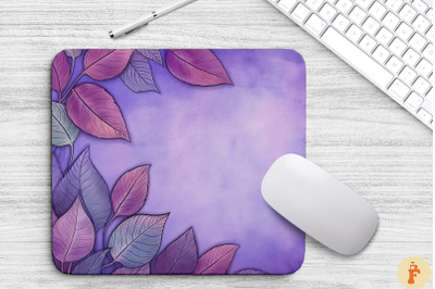 Watercolor Purple Leaf Mouse Pad Design