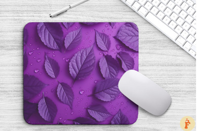 Plain Purple And Water Leaf Mouse Pad