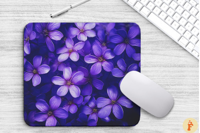 Purple Violet Flowers Mouse Pad Design