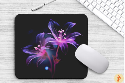 Transparent Purple Flowers Mouse Pad