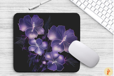 Transparent Purple Flowers Mouse Pad