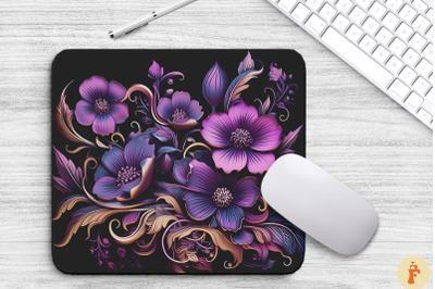 Vintage Elegant Purple Flowers Mouse Pad