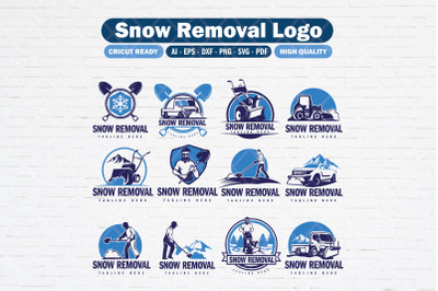Set of snow removal logo design