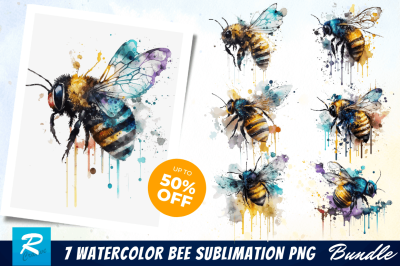 Watercolor Bee Sublimation Png Bundle