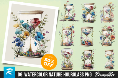 Watercolor Nature Hourglass Clipart