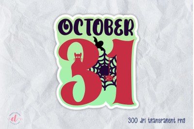 October 31, Printable Halloween Sticker