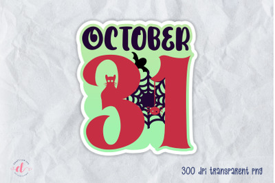 October 31&2C; Printable Halloween Sticker