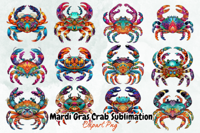 Mardi Gras Crab Sublimation Clipart