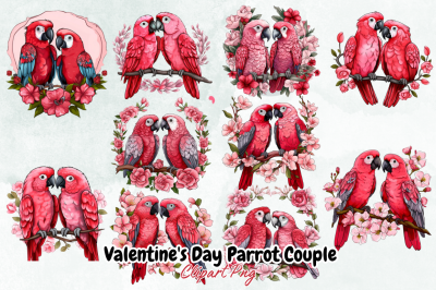 Valentine&amp;&23;039;s Day Parrot Couple Clipart