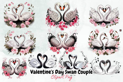 Valentine&amp;&23;039;s Day Swan Couple Clipart