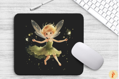 Cute Fairy With Fireflies Mouse Pad