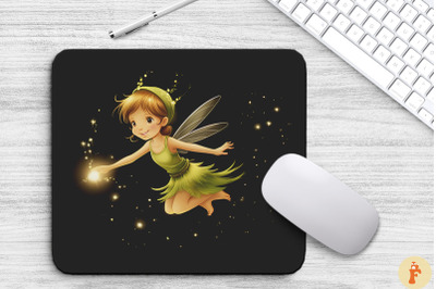 Cute Fairy With Fireflies Mouse Pad