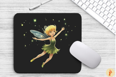 Cute Fairy With Fireflies Mouse Pad