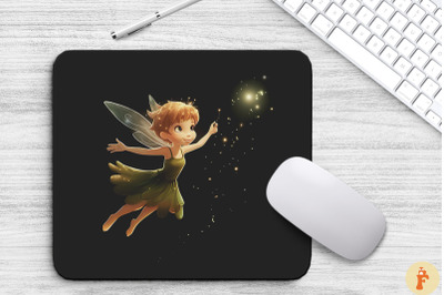 Cute Fairy With Fireflies Mouse Pad