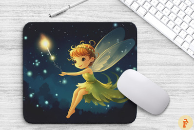 Cute Fairy With Fireflies Mouse Pad