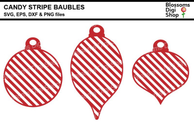 Candy Stripe Baubles SVG, EPS, DXF and PNG cut files